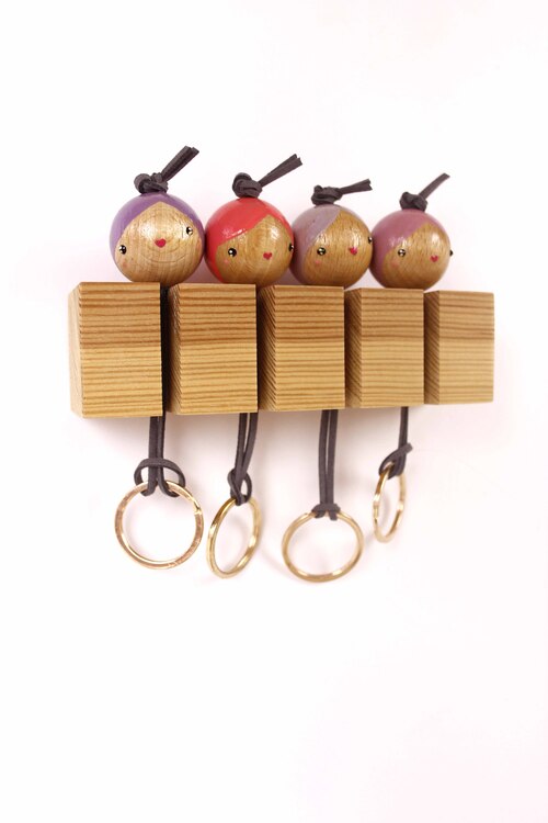 (image pour) Porte Clés Mural 4 Personnes Personnalisé